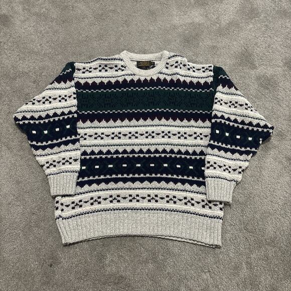 VINTAGE Eddie Bauer Sweater Men Large Pullover Nordic Fair Isle 90s Holiday - Picture 1 of 7